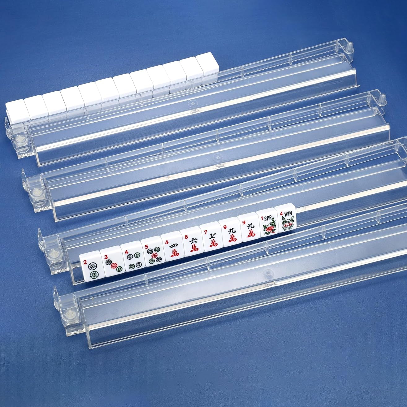 Acrylic Mahjong Racks with Pushers | Set of 4