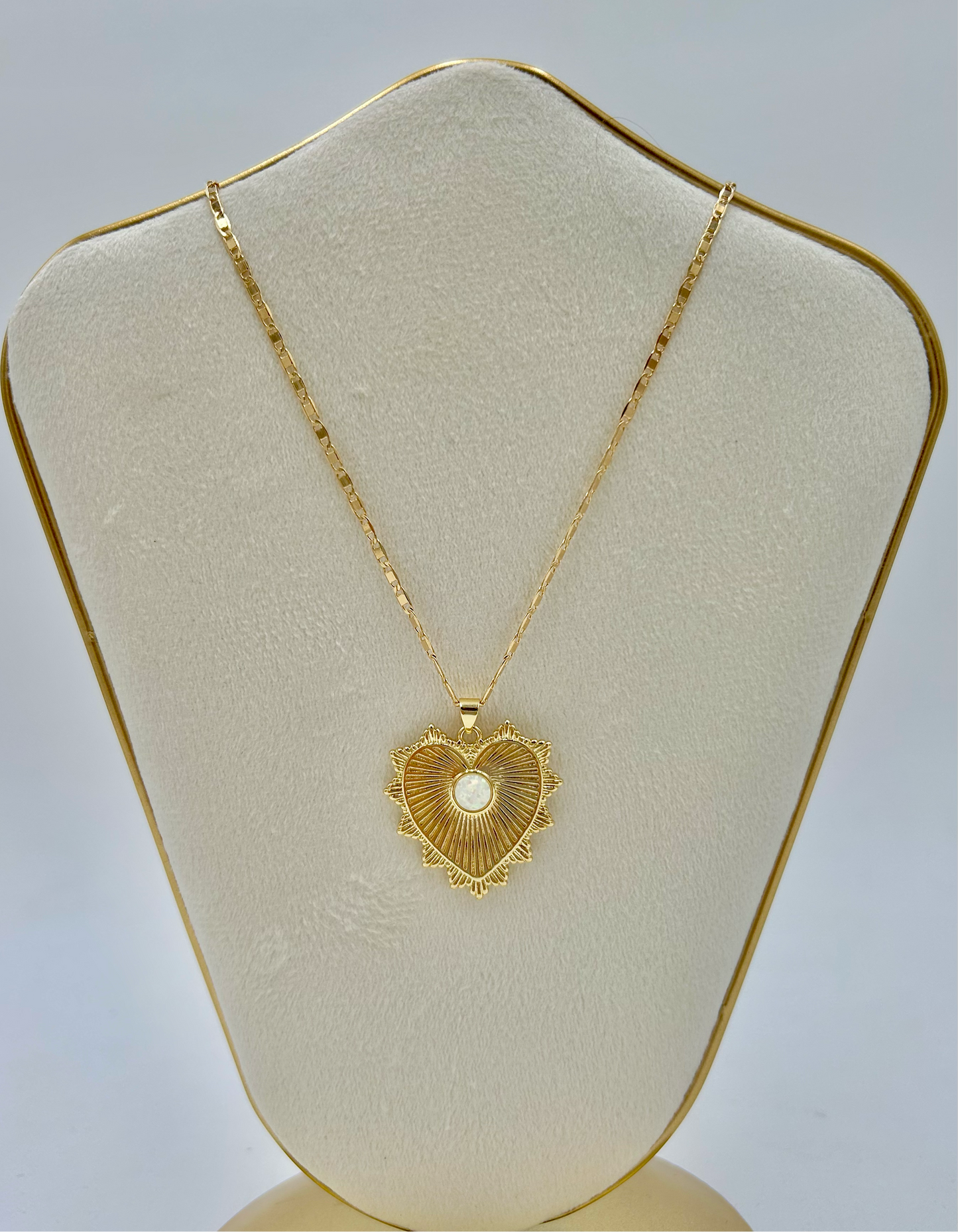 Gold-Filled Opal Heart Pendant