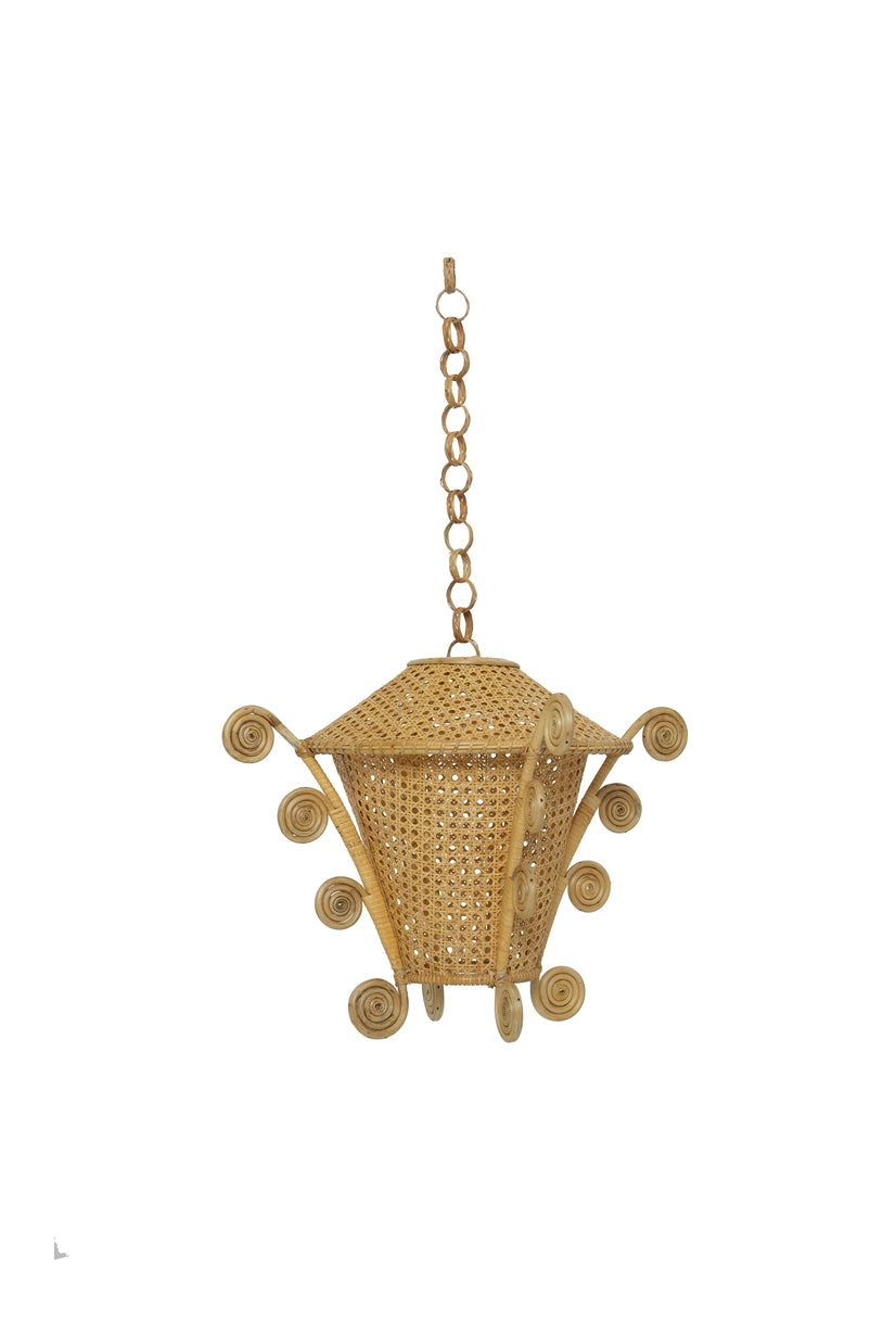 Curved Rattan Hanging Lampshade