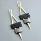 Geometric Black Magnesite and Hematite Earrings