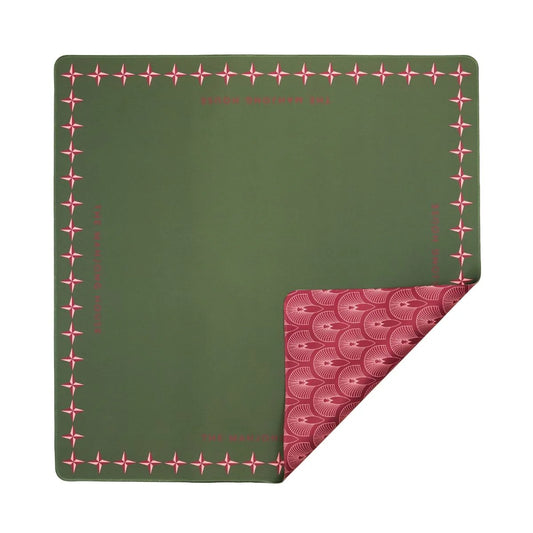 Deco Olive + Red Double-Sided Mahjong Mat