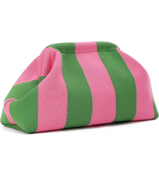 LC Stripes Clutch- Green Cabana