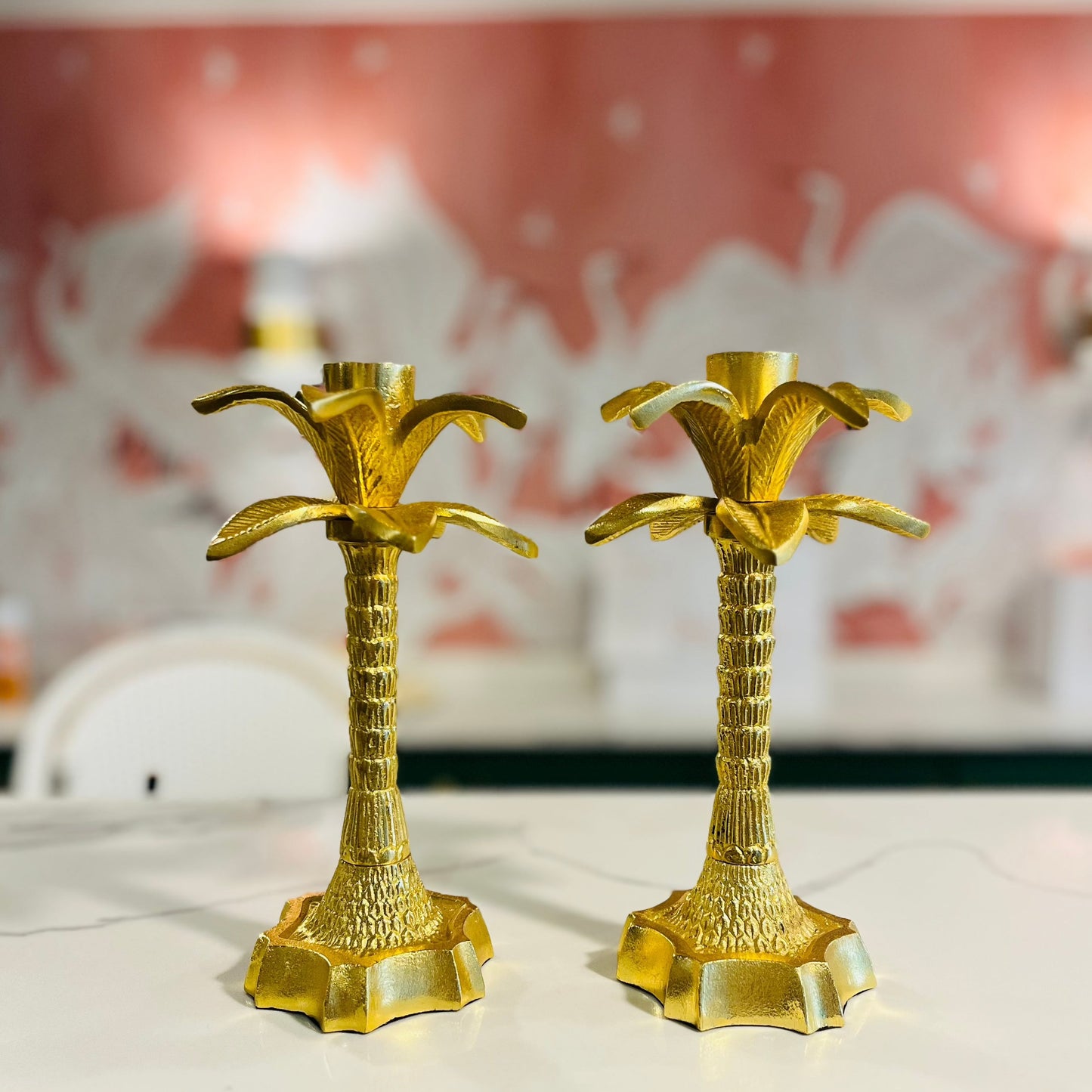 Palm Tree Candlestick Set