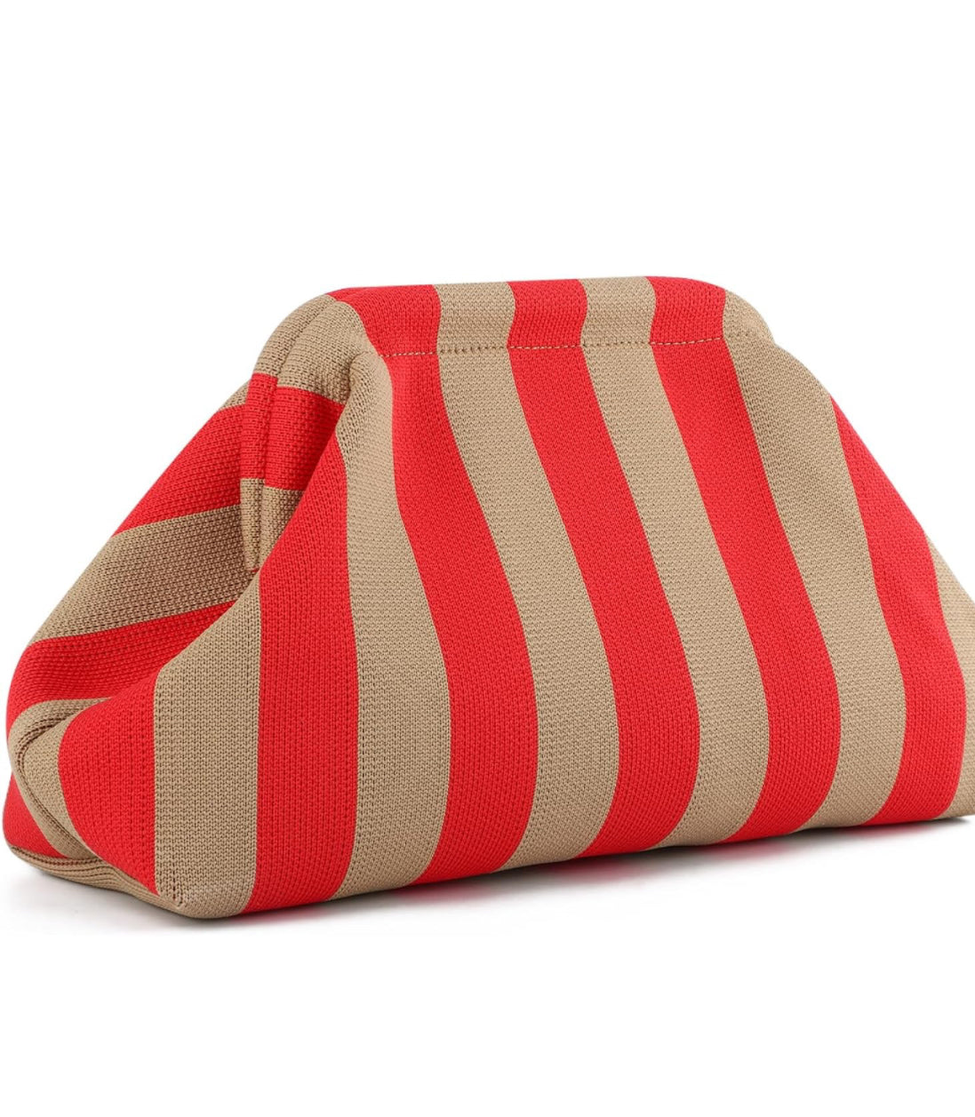 LC Stripes Clutch- Red & Tan