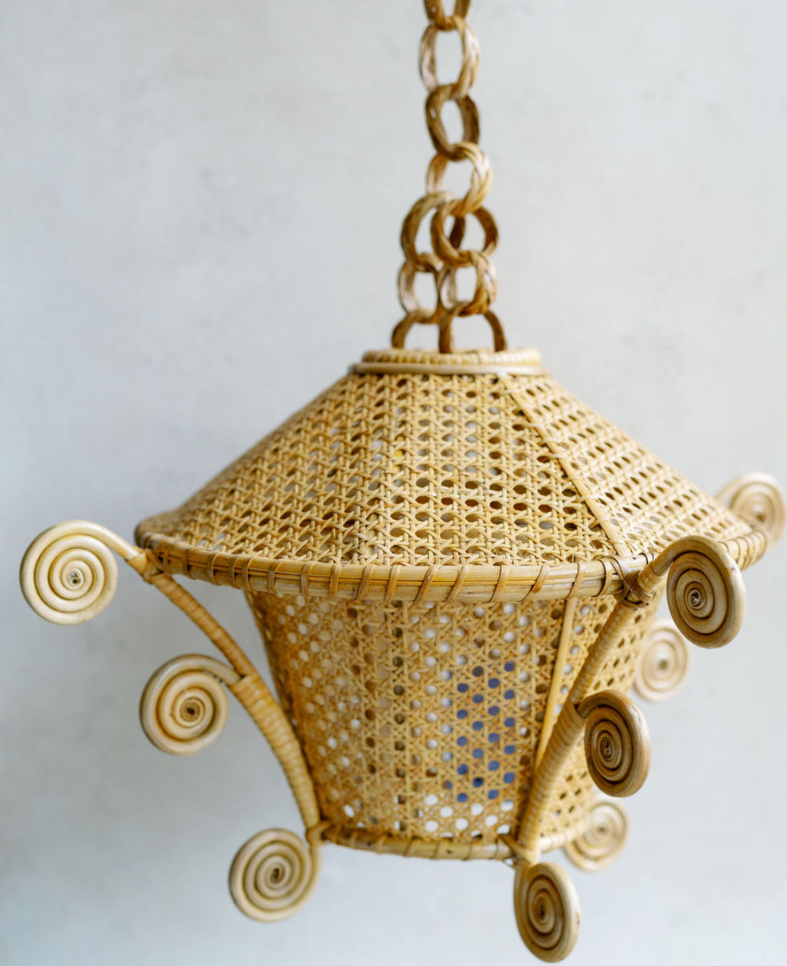 Curved Rattan Hanging Lampshade