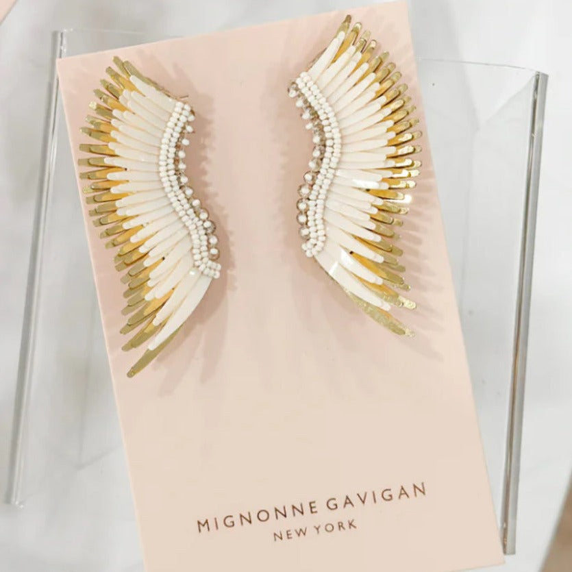 Midi Madeline Earrings in Ivory/Gold