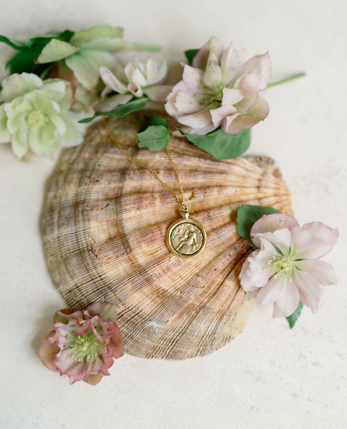 Antiqued Gold Coin Pendant Necklace