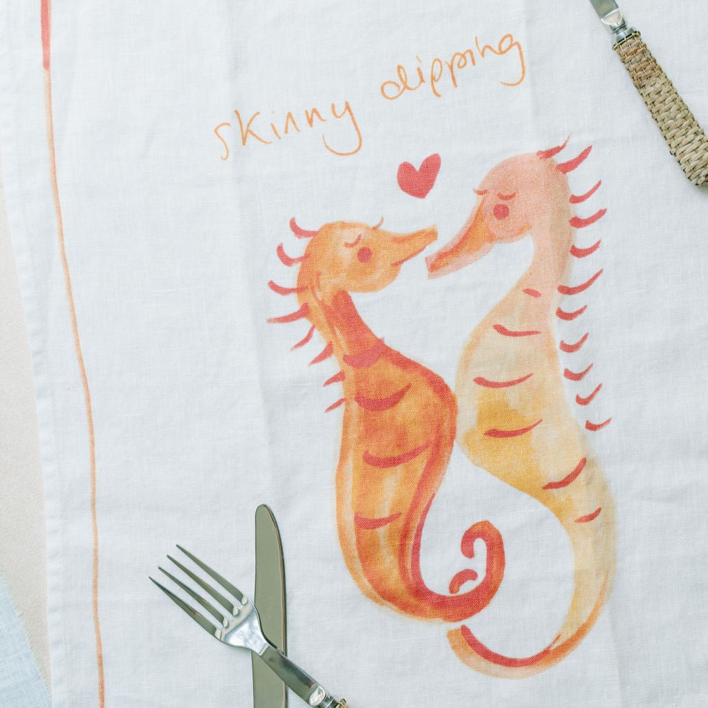 Skinny Dipping Linen Tea Towel