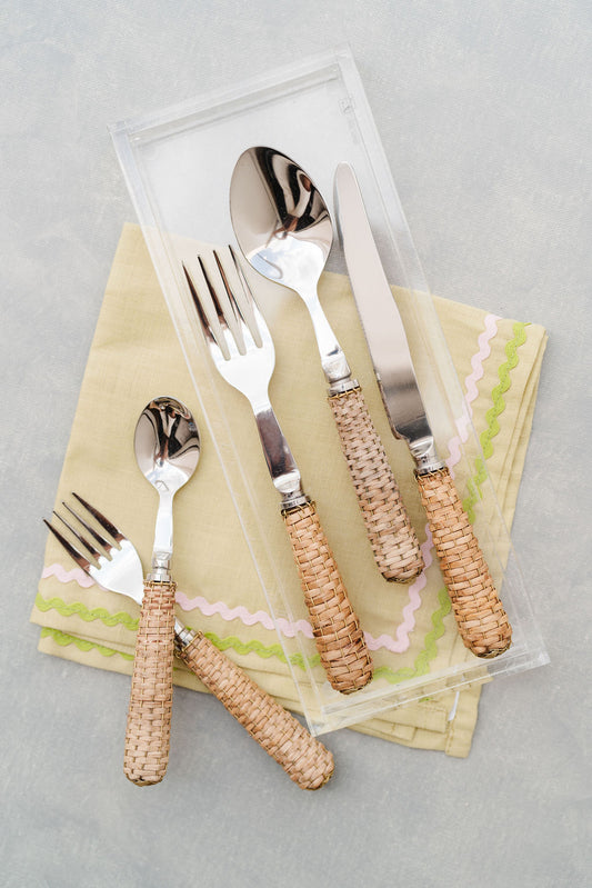 Basketweave Five Piece Flatware Set