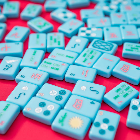 Bright Blue Island Mahjong Tiles