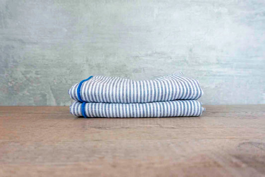 Blue Pin Stripe Linen Napkins