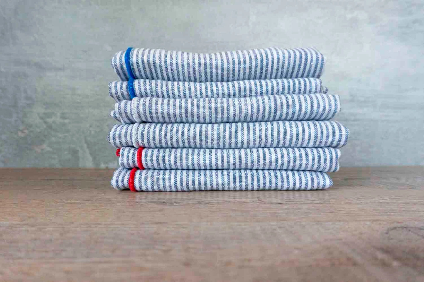 Blue Pin Stripe Linen Napkins