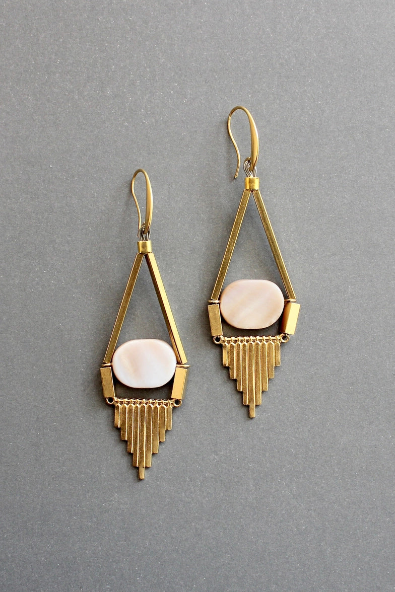 Mother of Pearl Geometric Earrings