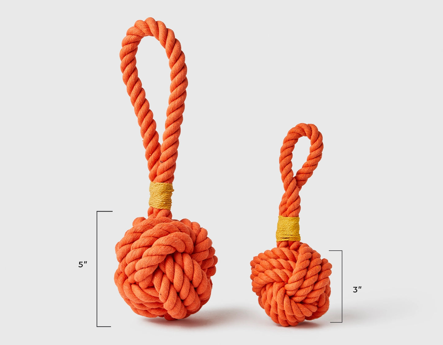 5" Orange Celtic Knot with Yellow Tie Rope Toy