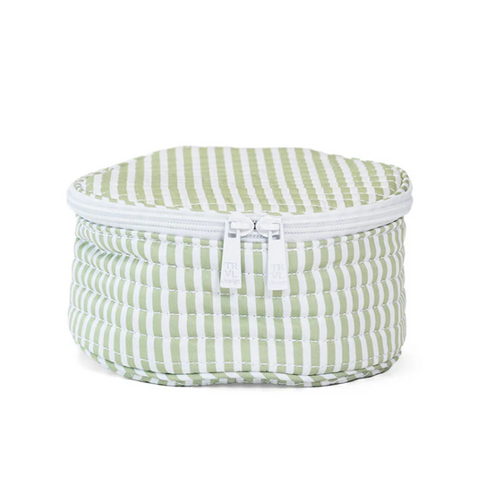 Sage Pimlico Stripe Quilted Jewelry Round