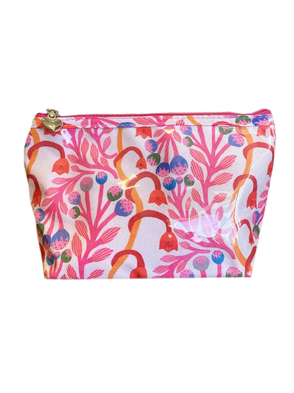 Pink Strawberry Vine Cosmetic Bags