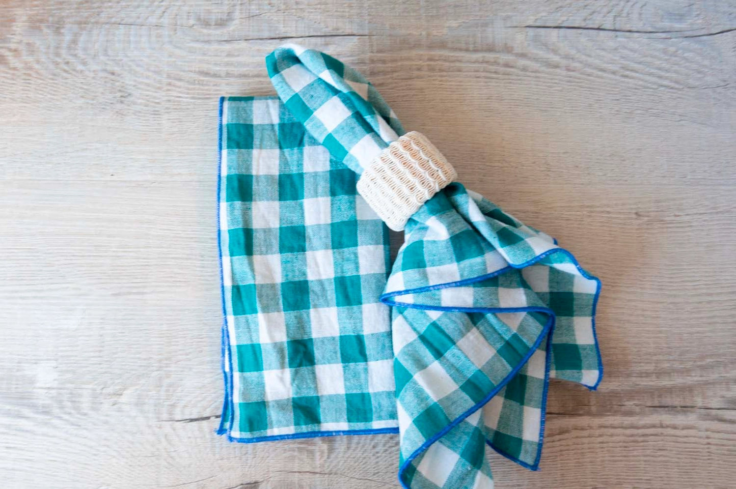 Gingham Cloth Napkins with Trim