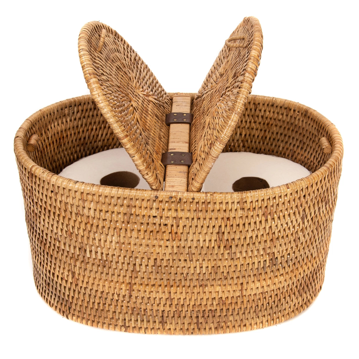 Rattan Oval Double Tissue Roll Box