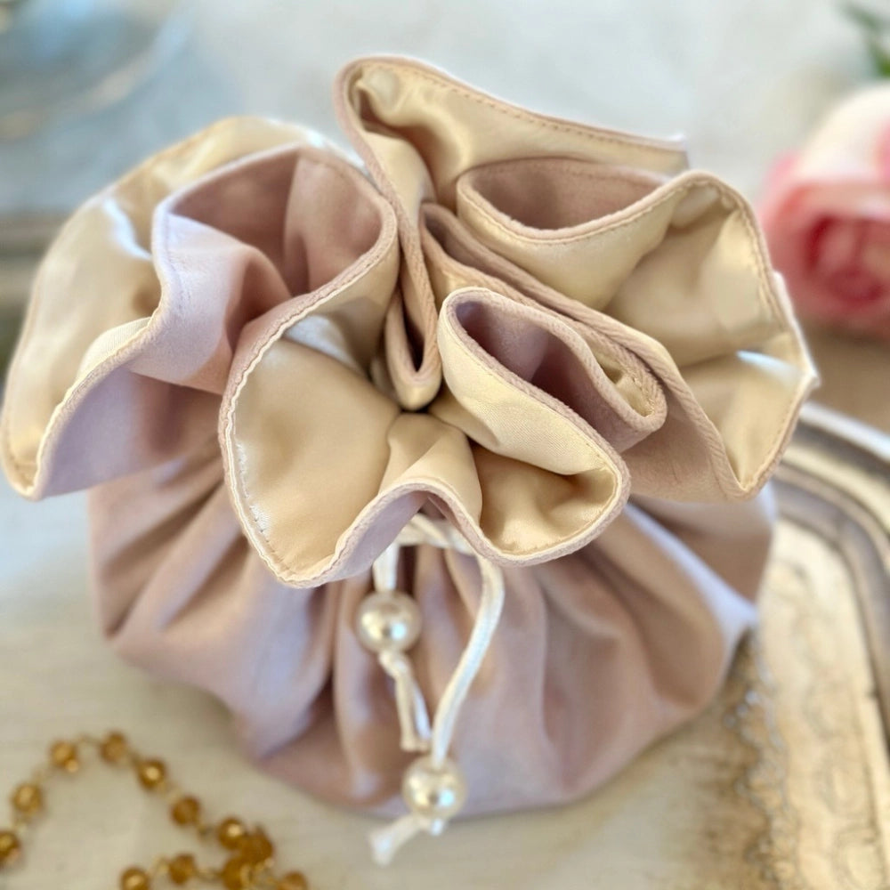 Dusty Pink Velvet Jewelry Blossom Pouch