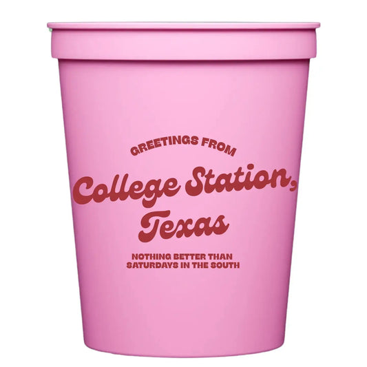 Greetings from College Station Stadium Cups | Set of 10