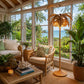Rattan Palm Tree Floor Lamp