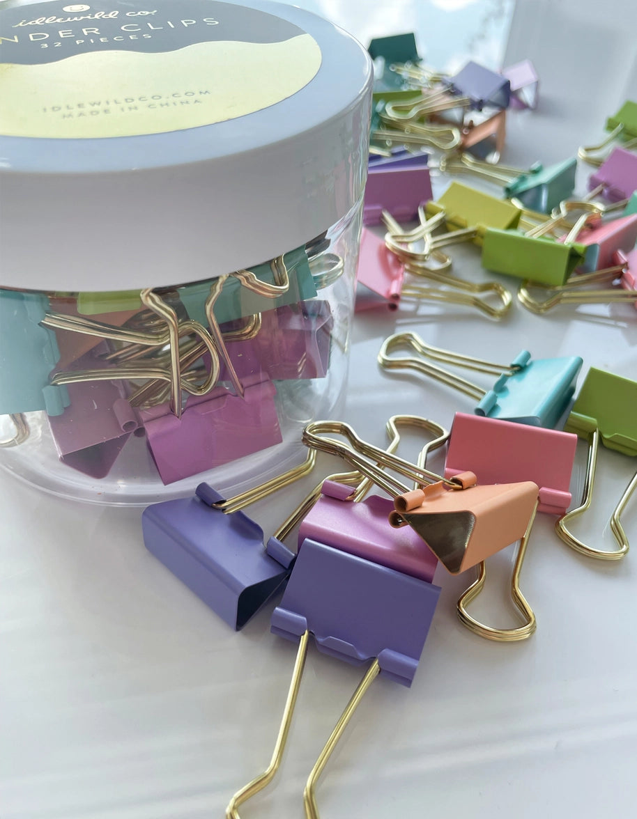 Pastel Rainbow Binder Clips