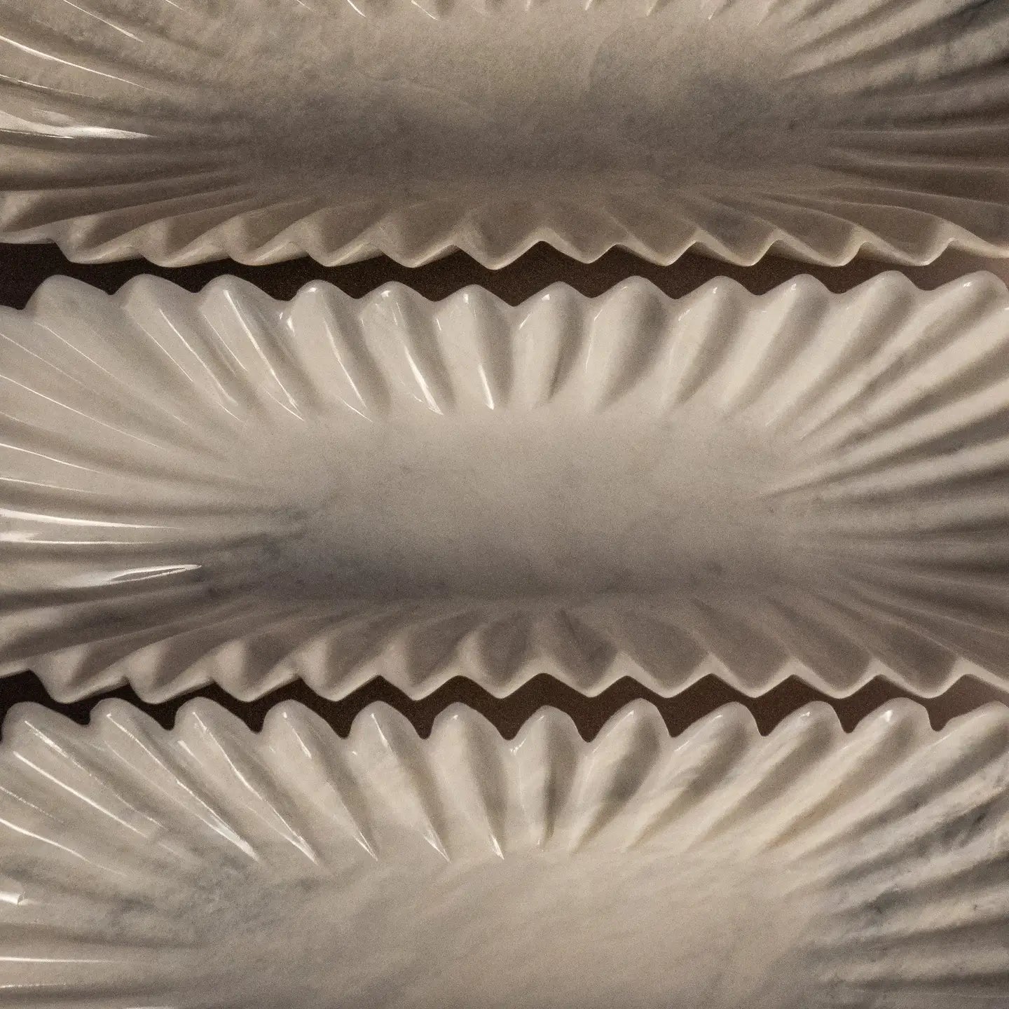 Oblong Fluted Marble Bowl