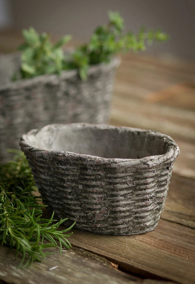 Small Oval Concrete Basket Container