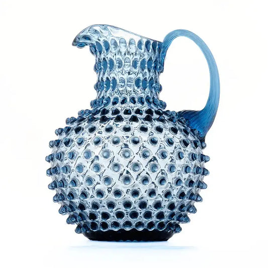 Midnight Blue Hobnail Glass Pitcher