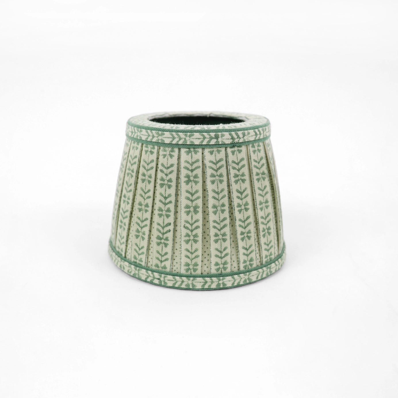 Green Floral Stripe Block Print Lampshade