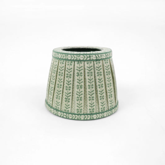 Green Floral Stripe Block Print Lampshade