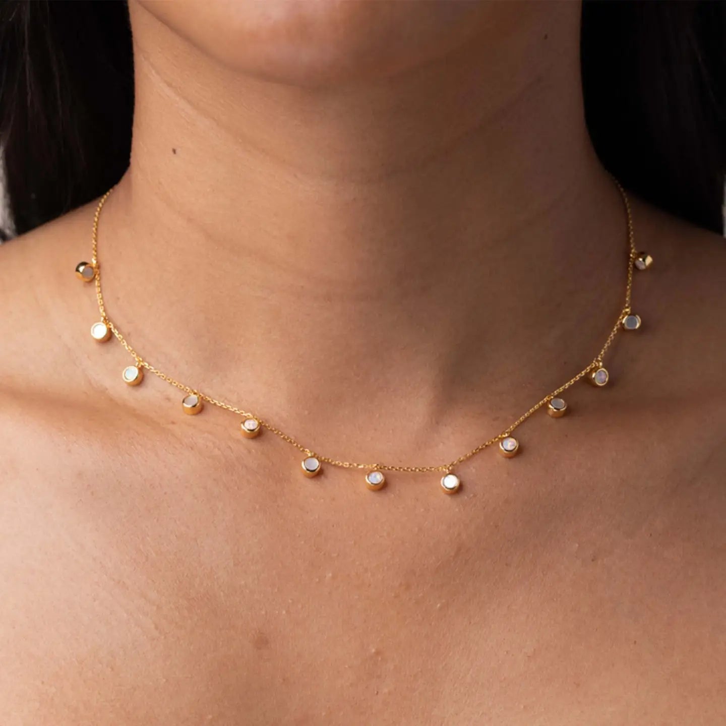 Opal + Mother of Pearl Shimmer Disc Pendant