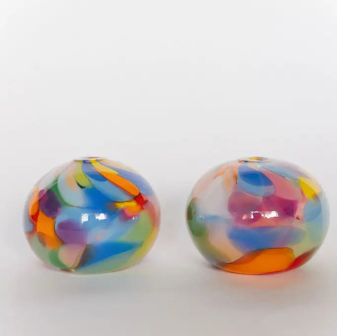 Glass Blown Rainbow Round Bud Vase