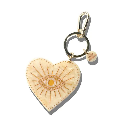 Hand-Painted Celestial Heart Bag Charm + Keychain
