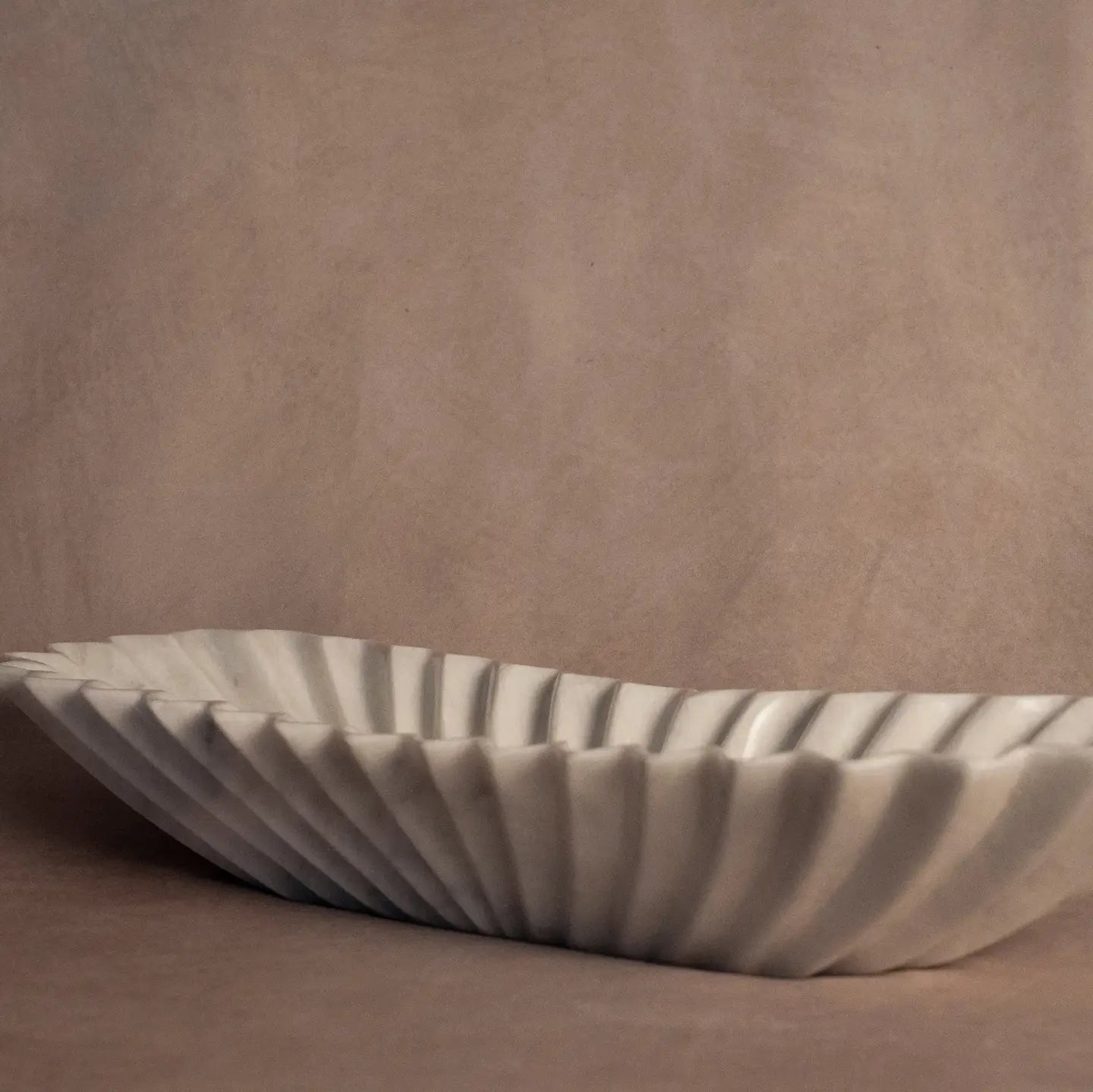 Oblong Fluted Marble Bowl