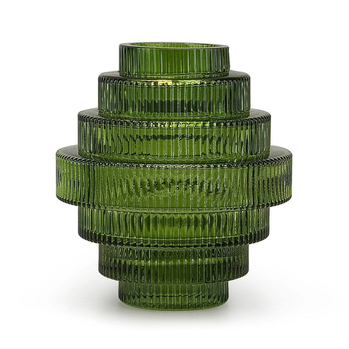 Large Green Layered Glass Vase