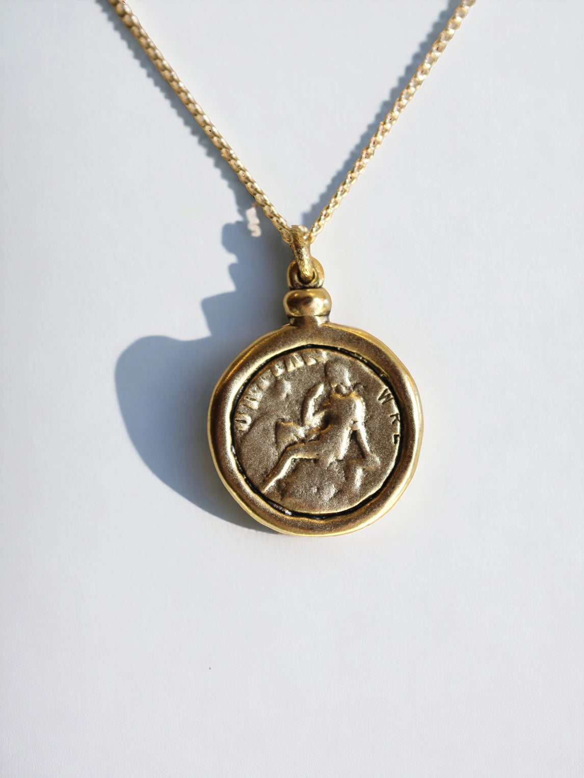 Antiqued Gold Coin Pendant Necklace