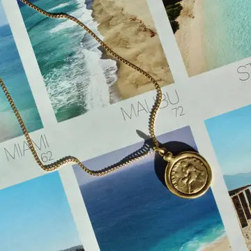 Antiqued Gold Coin Pendant Necklace