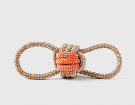 Grey and Orange Double Loop Celtic Knot Rope Toy