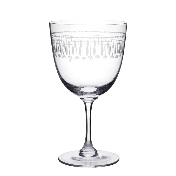 Oval Etched Crystal Wine Glasses | Set of 2