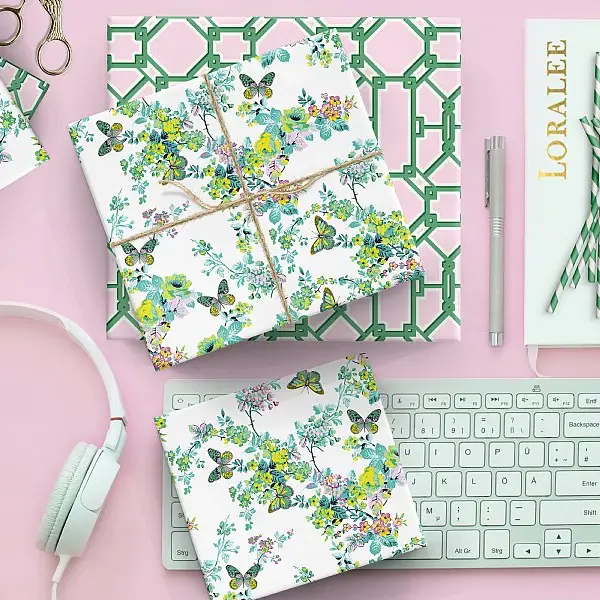 Green + Pink Geo Trellis Wrapping Paper
