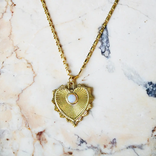 Gold-Filled Opal Heart Pendant