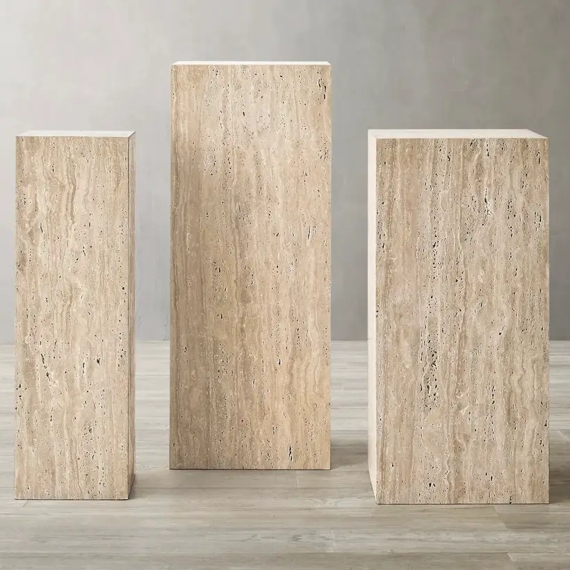 Manarola Travertine Pedestal Tables