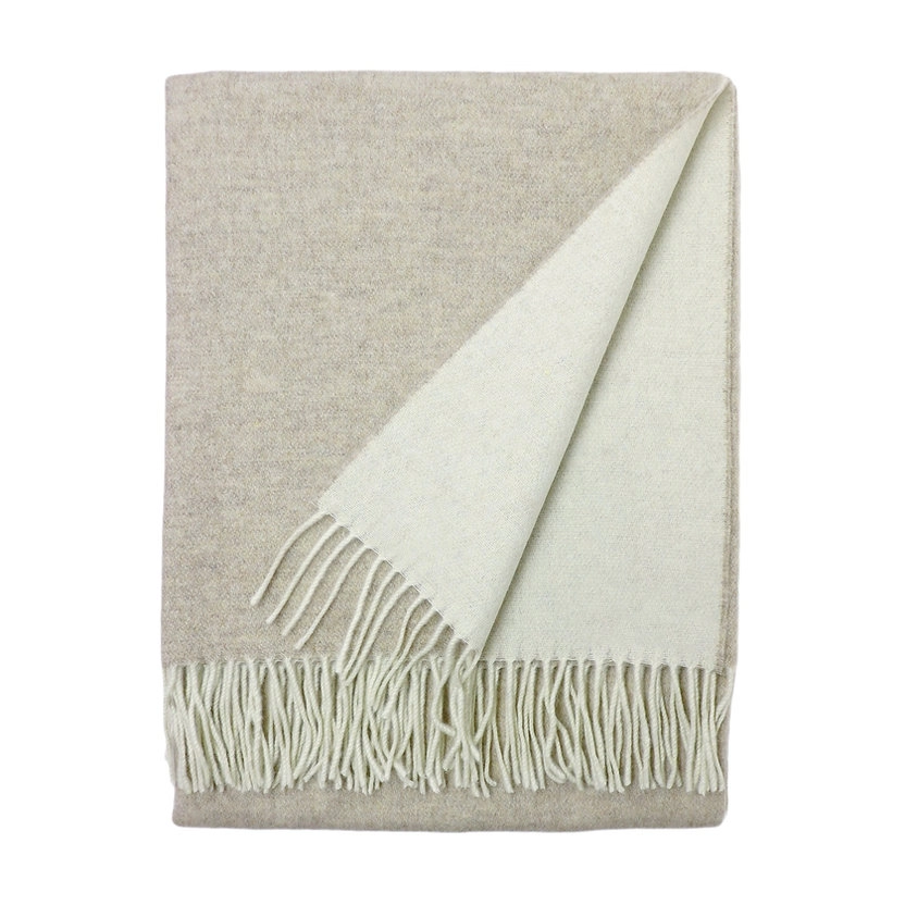 Turtledove + Cream Cashmere Wool Blanket