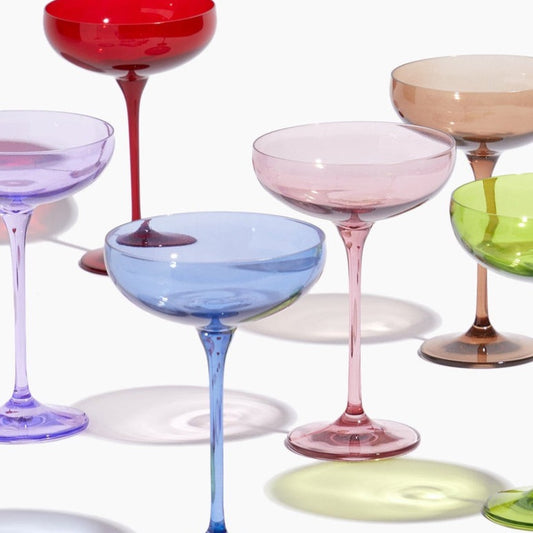 Colored Champagne Coupes | Sets of 2