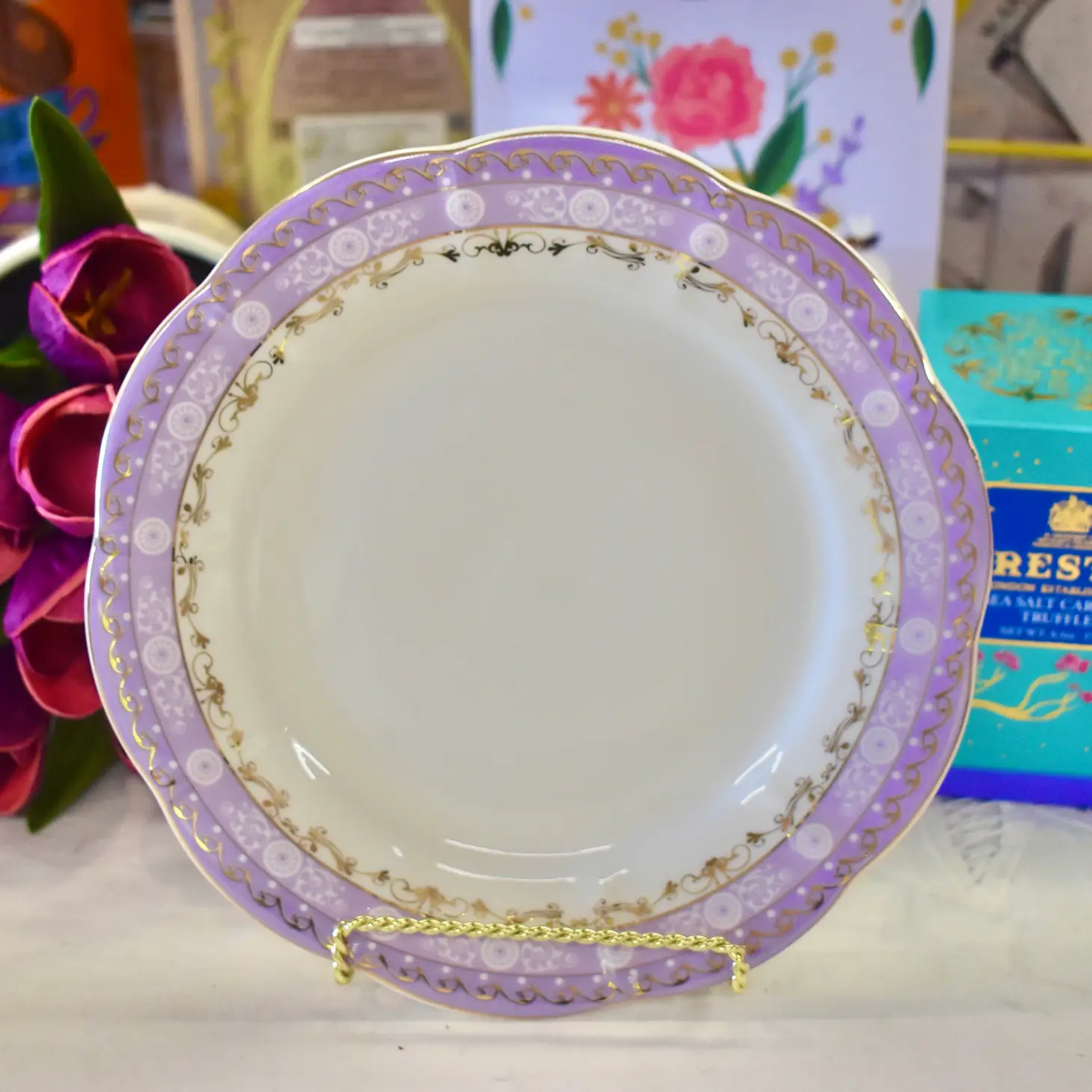 Regency Vintage Lavender Gold Lace Salad Plate