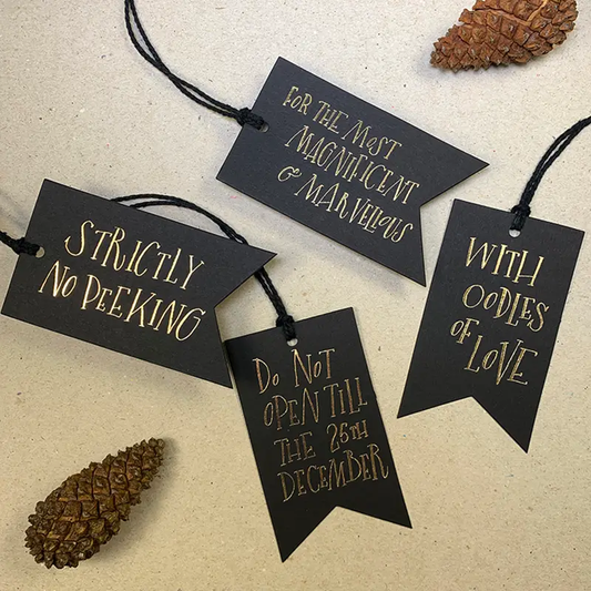 Black Luxury Christmas Tags | Set of 4