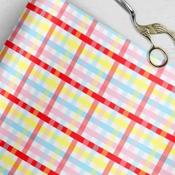 Happy Love Plaid Wrapping Paper