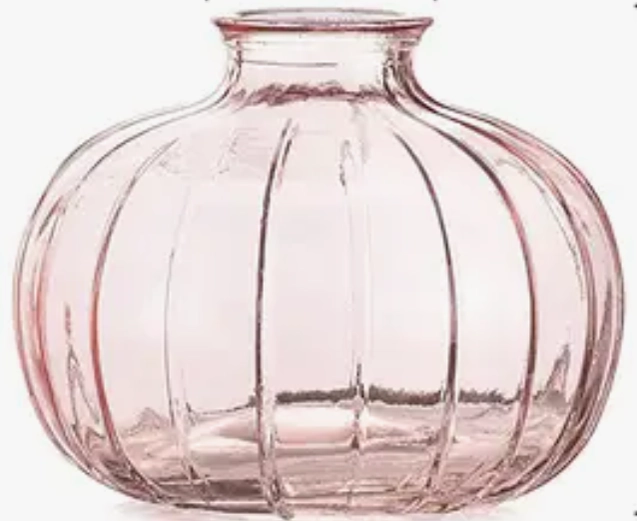 Pink Pleated Glass Bud Vase