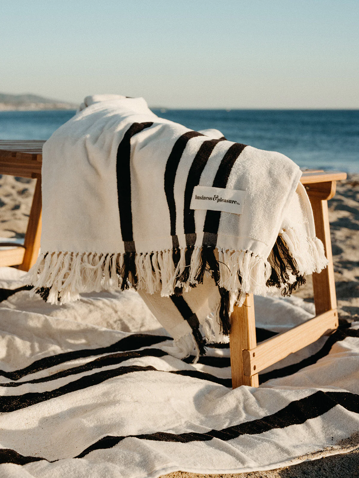 Vintage Black Stripe Beach Blanket